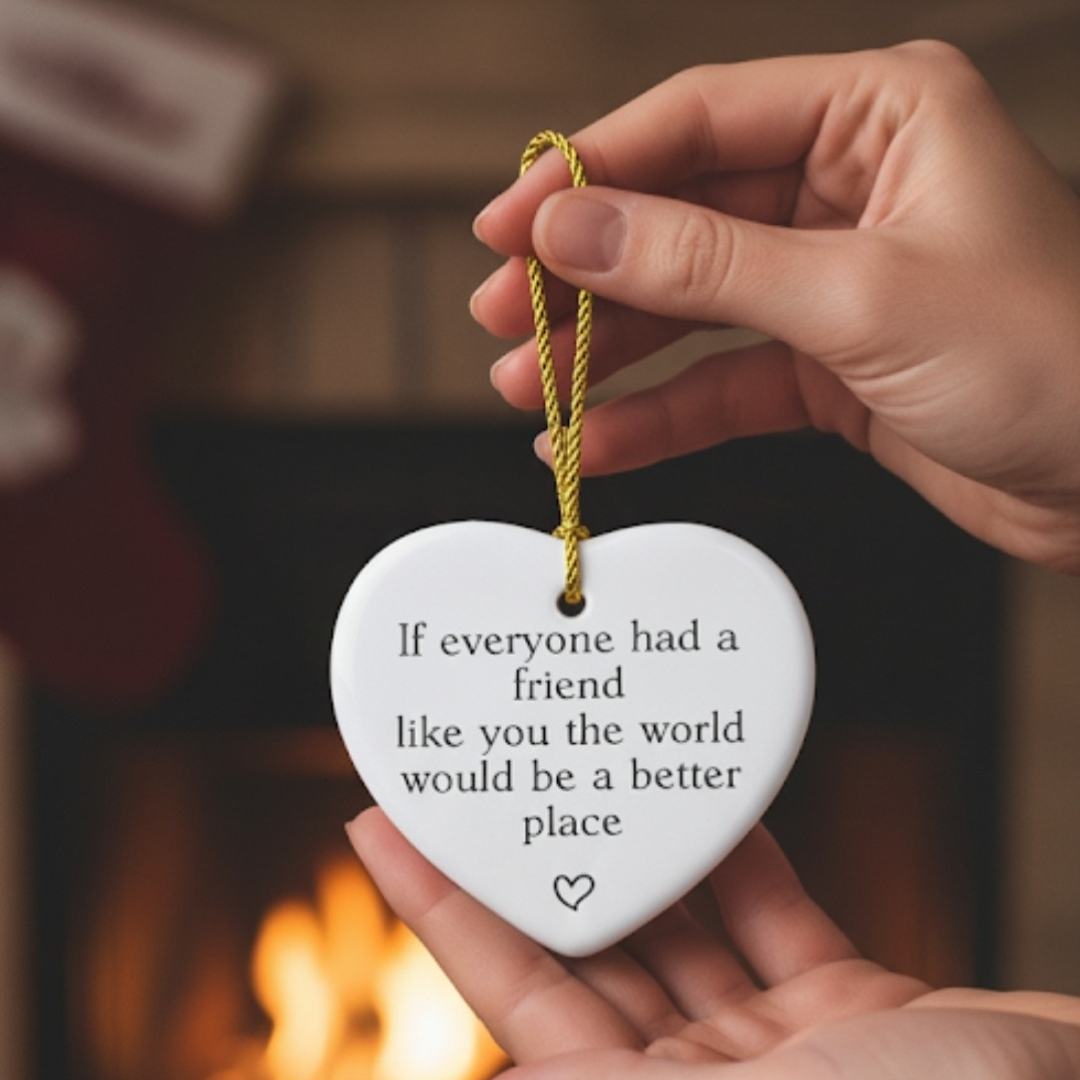 Heart Friendship Ornament | If Everyone Had a Friend Like You Quote | Ceramic Heart Gift for Best Friend, Christmas Keepsake