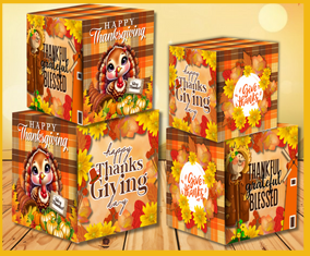 Season of Thanks Thanksgiving Party Templates | Editable Fall Plaid DIY Decorations | Arch Wall, Plates, Napkin Sleeve, Cubes, Water Bottle, Selfie Frame